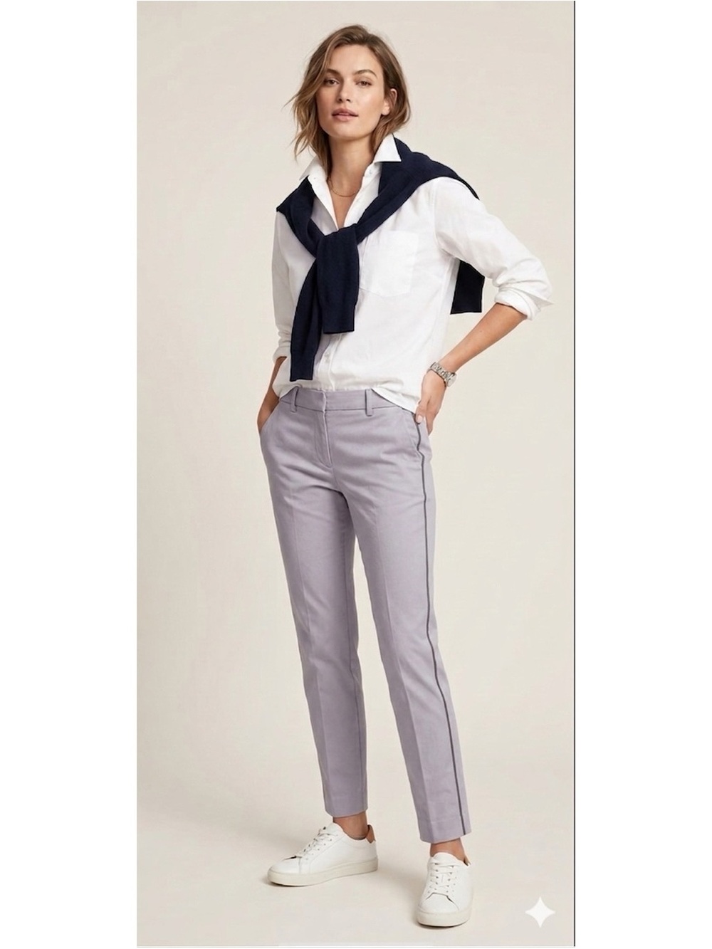NEW GAP TUXEDO COTTON STRIPE TRUE STRAIGHT ANKLE PANT COLOUR GRAY SIZE 4